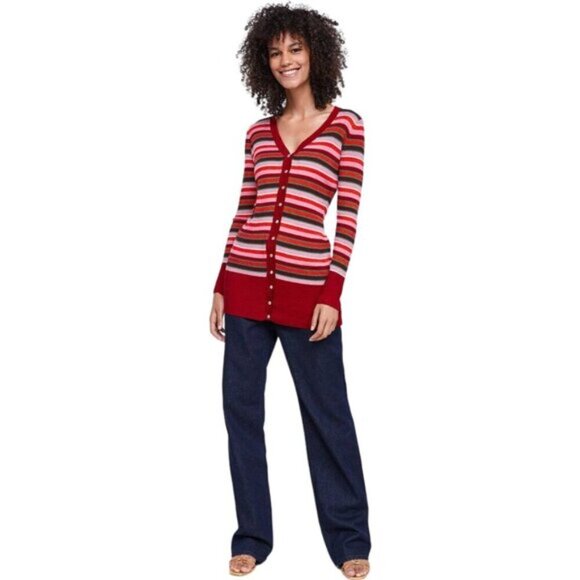 Zara Cardigan Striped Shimmery Thread Knit Special Edition Size Small - Picture 2 of 13